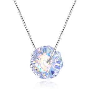 China 43cm Crystal Ball Pendant Necklace 18k Valentine Antique Silver Necklace SGS factory