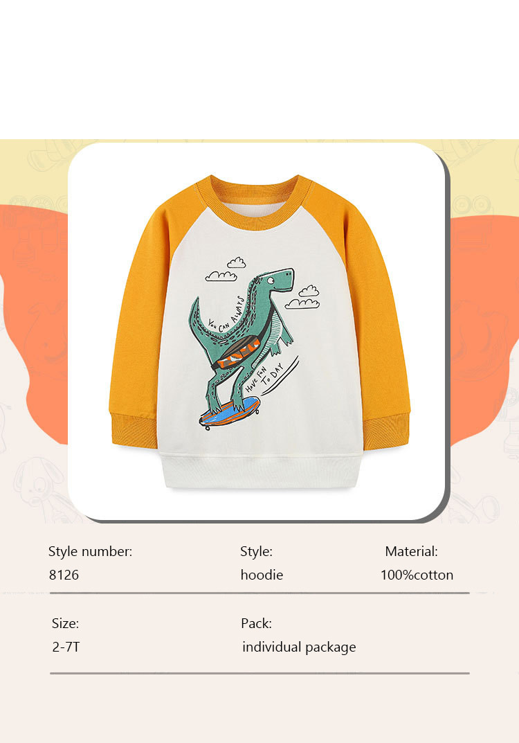 Custom thick children's 100% cotton pullover cartoon shirt toddler long-sleeved sweatshirt toddler boy clothing