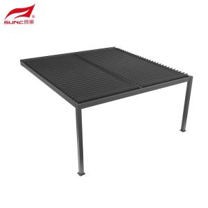 China SUNC 4x4m Wall-mounted Aluminium Manual Louvered Pergola Outdoor Gaeden Building Waterproof factory