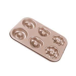 China Non - Stick Flower Doughnut Cake Mold Carbon Steel Double - Sided Oven Baking Pan factory