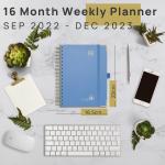 Two-Page Weekly Planner For The 12 Months July 2023 - June 2023 In Light Blue