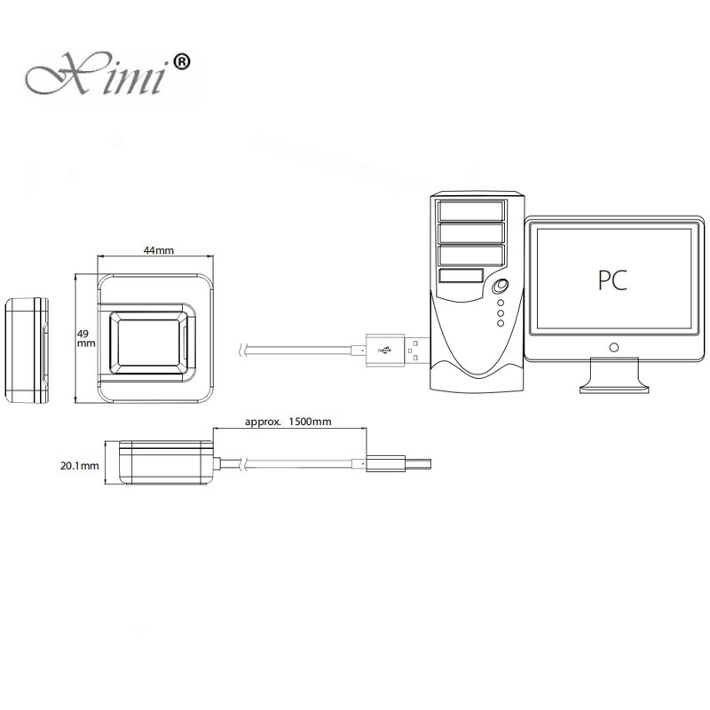 Live ID Bio USB Fingerprint Scanner , Digital Fingerprint Scanner 2 Million Pixels CMOS