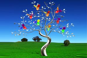 China Garden Decor Colorful Painted Stainless Steel Tree Sculpture For Placing Square factory