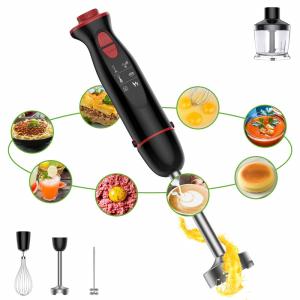China Durable stainless steel blades manual hand blender includes beaker, chopper, whisk, milk frother factory