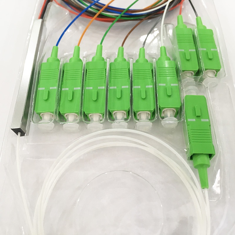 FTTH Optical Fiber Mini Type Bare PLC Splitter 1 8 with SC APC Connector