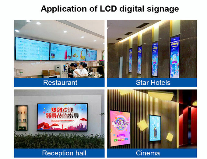 OEM Wall Mounted Rk3288 Indoor Digital Signage Screen 450cd/M2
