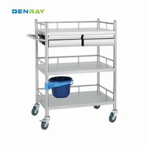 China 3 Layer Hospital Stainless Steel Medical Instrument Trolley factory