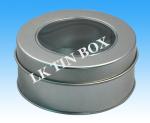 Printed Mini Round Metal Tin Box With Clear PVC Window , Cookie Tin Can