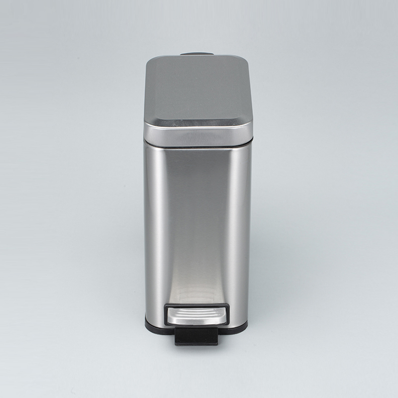 Rectangular 5L Step Trash Can with Foot Pedal and Rolling Cover Stainless Steel