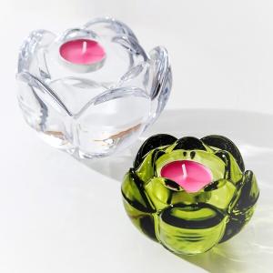 China Lotus Flower Clear Crystal Glass Votive Tealight Candle Holders Lead Free factory