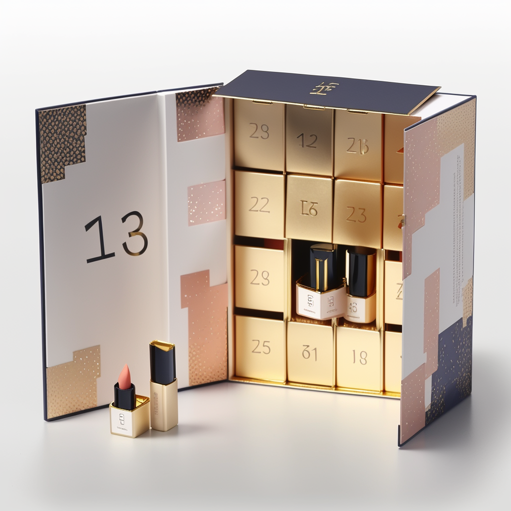 Business Shopping Custom Logo Paper Gift Advent Calendar Box Double Doors Packaging Empty Cosmetic Mystery Box