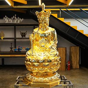 China Gold Leaf Bronze Ksitigarbha Bodhisattva Statue Custom Antique Bronze Buddha Statues factory