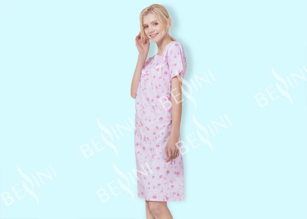 65% Polyester 35% Cotton Ladies Night Dresses Sleepwear Gathers Lace Yoke Button