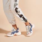 Nappa PU Women Chunky Sneakers breathable with perforated panels