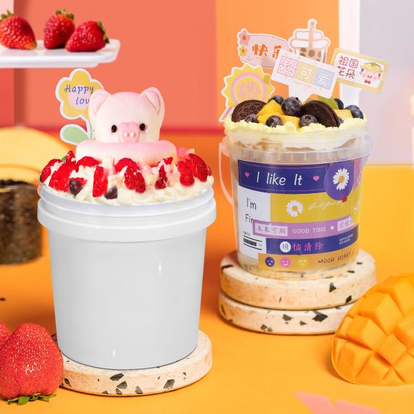1L Plastic Bucket for Condensed Milk Honey Ice Cream Food Grade Clear Storage