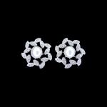 Personalized Cultured Pearl Earrings U Shape Plated RH 925 Sterling Silver