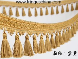 China Handmade fashionable chain beads lace tassels fringes for curtain/sofa/pillow decoration factory