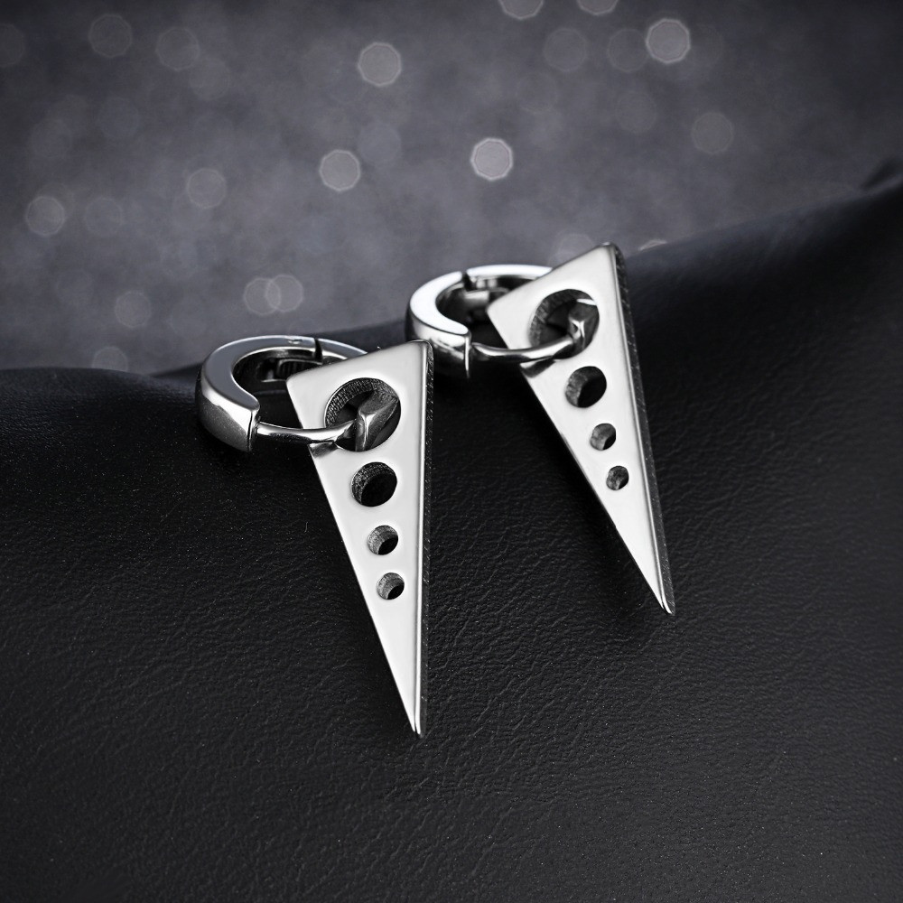 Wholesale Men's Fashion Jewelry Stainless Steel Triangle Hoop Earring