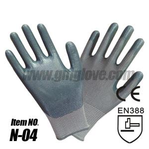 China Nylon Nitrile Coated Gloves , Gray yarn factory