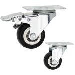 50mm PP Core PVC Wheel Soft Swivel Plate Casters With Brake For Furniture