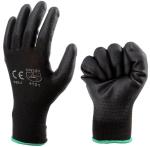 Industrial Electron Work Safety Black Polyurethane Guantes PU Coated Gloves