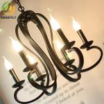European Simple Iron Art Candle Chandelier Living Room Dining Room Bedroom