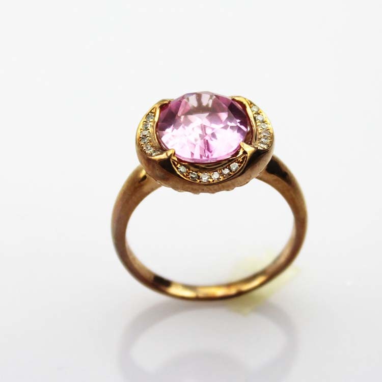 Rose Gold Plated 925 Silver Jewelry 9mmx11mm Pink Cubic Zircon Ring(F50)