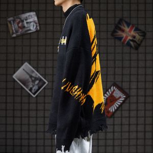 Plus Size Ripped Crewneck Pullover Sweatshirt Frayed Trim