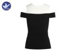 Crew Neck Black Off The Shoulder Jumper , Women's Sleeveless Sweater Comfortable