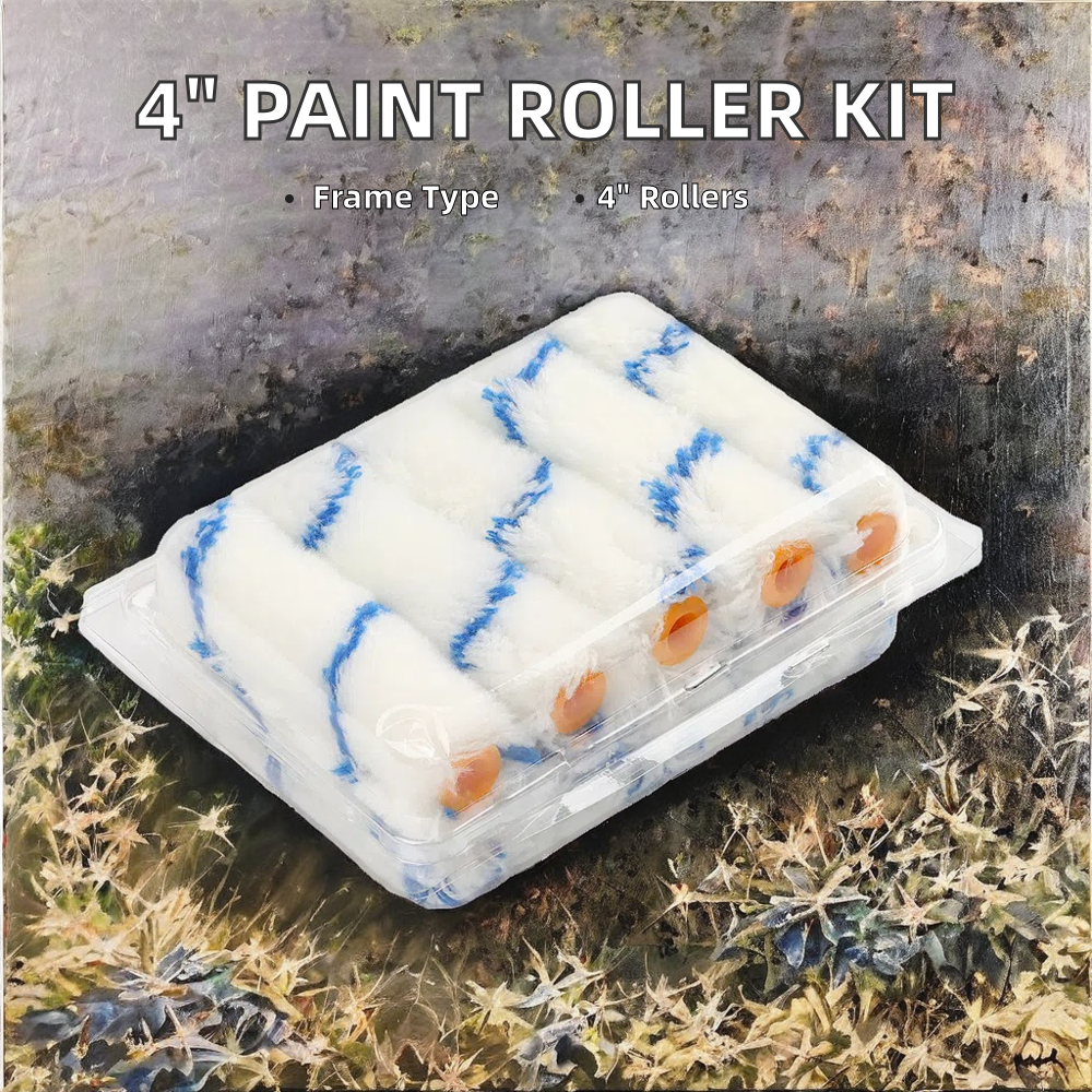 Microfiber and Polyester 4 Inch Small Paint Roller Set 10 Pieces for DIY Wall and Floor House Painting, OEM Customizable,