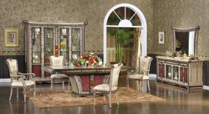 China 4 Person Home Luxury Wood Dining Room Sets Rococo Antique Carved Dining Chairs factory