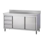 Modular Stainless Steel Kitchen Cabinets , 0.8mm Double Sink Kitchen Cabinet