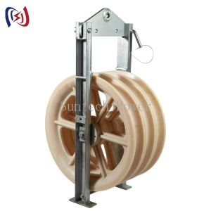 Construction Works Stringing Power Conductor Cable Pulley Block