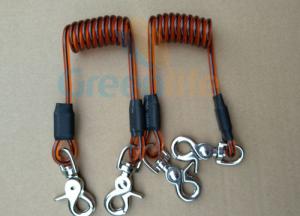 China High Quality PU Coated Plastic Black Core Short Spiral 5cm Length Tool Missed Rope w/Snap Hooks factory
