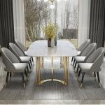 SEDIA Marble Dining Table Chair Sets With Stainless Steel Legs