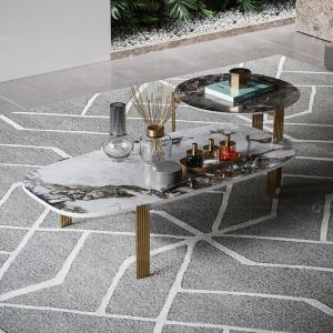 China Luxury SS Coffee Table Tv Stand Natural Ivory White Marble factory