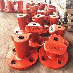 150KN T Type Cast Iron HT200 Cross Bitt Bollard Cast Bollard Painted Bitumen