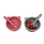 Bpa Free Eco-friendly Spoon Bib Colorful Suction Cute Bear Shape Silicone Baby