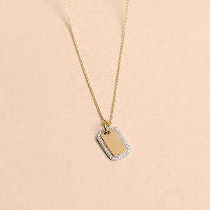 925 Sterling Silver Gold Rhodium Plated Zircon Engraved Necklace