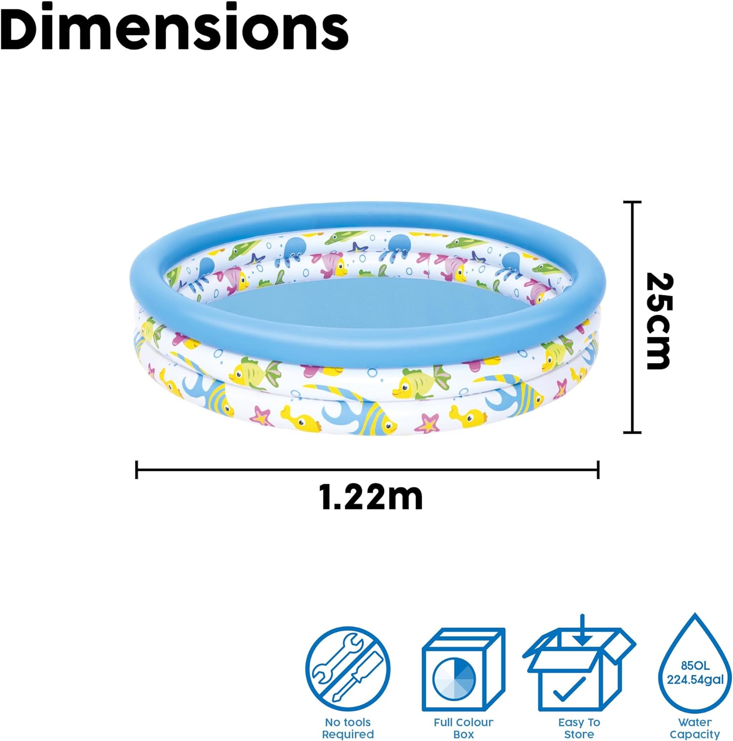 Unisex Kiddie Swimming Pool Ocean Inflatable Paddling Pool Easy Set Up Multiple Designs