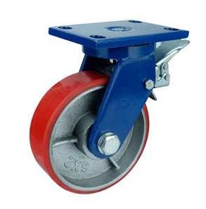 China Super Heavy Duty PU Cast Iron Casters 1800kgs factory