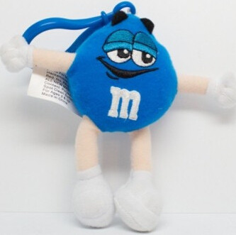 China Cute Blue M&M Character Stuffed Toy Keychain , Polyester Material factory