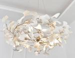 Ceramic Ginkgo Leaf Pendant Chandelier Lights Adjustable Suspended Line