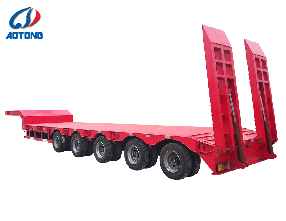 100ton Detachable Gooseneck Dropdeck Semi-Trailer for 5 Axle Steering Low Bed Trailer