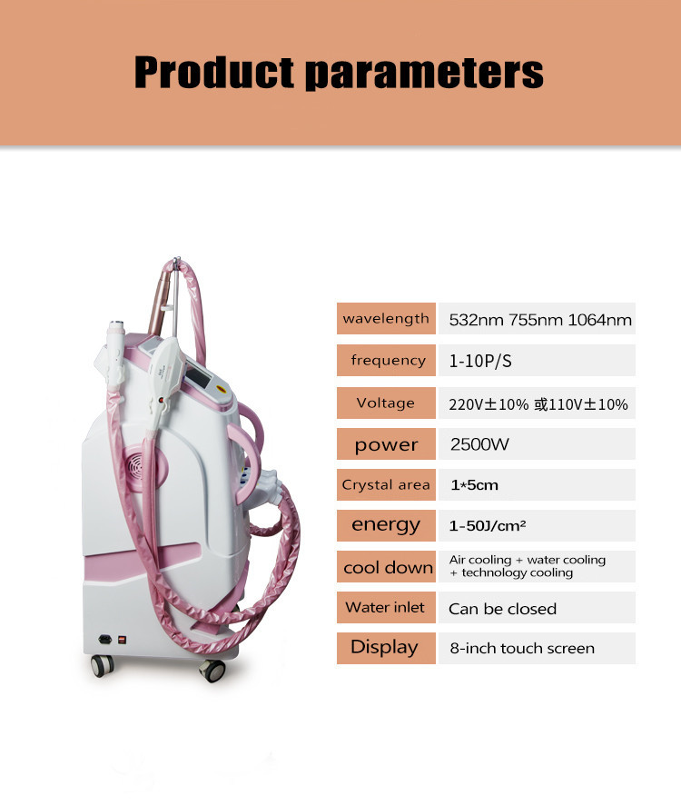 RF OPT 755Nm Picosecond Laser Tattoo Removal Machine 1200w