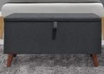 Dark Grey Fabric Storage Ottoman Hidden Foldable Storage Stool