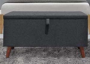 China Dark Grey Fabric Storage Ottoman Hidden Foldable Storage Stool factory