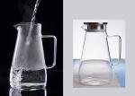304 Stainless Steel Lid Clear Glass Water Pitcher , Hot Water Glass Pitcher