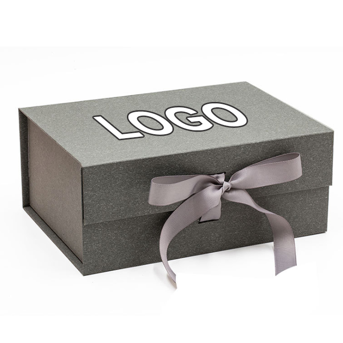 Gold Foil Folding Paper Box Cardboard Magnetic Gift Box With Ribbon