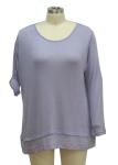 Adjusted Women'S Long Sleeve Crew Neck T Shirts , Lavender Womens Casual T